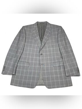 Canali Made in Italy Wool Blazer Grey Men’s Size 46R Sport Coat Windowpane